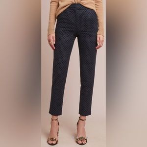 Anthropologie Seen Worn Kept Navy Polka Dot Trousers- Sz 8